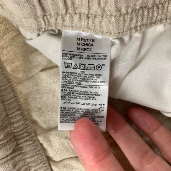 PETITE Old Navy Flax Linen Blend High Rise Wide Leg Cropped Pant PM New - Picture 5 of 7